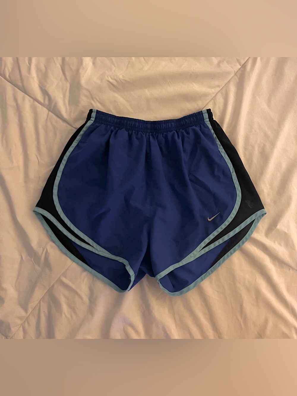Nike Women's Royal Blue Athletic Shorts with Light Blue Trim